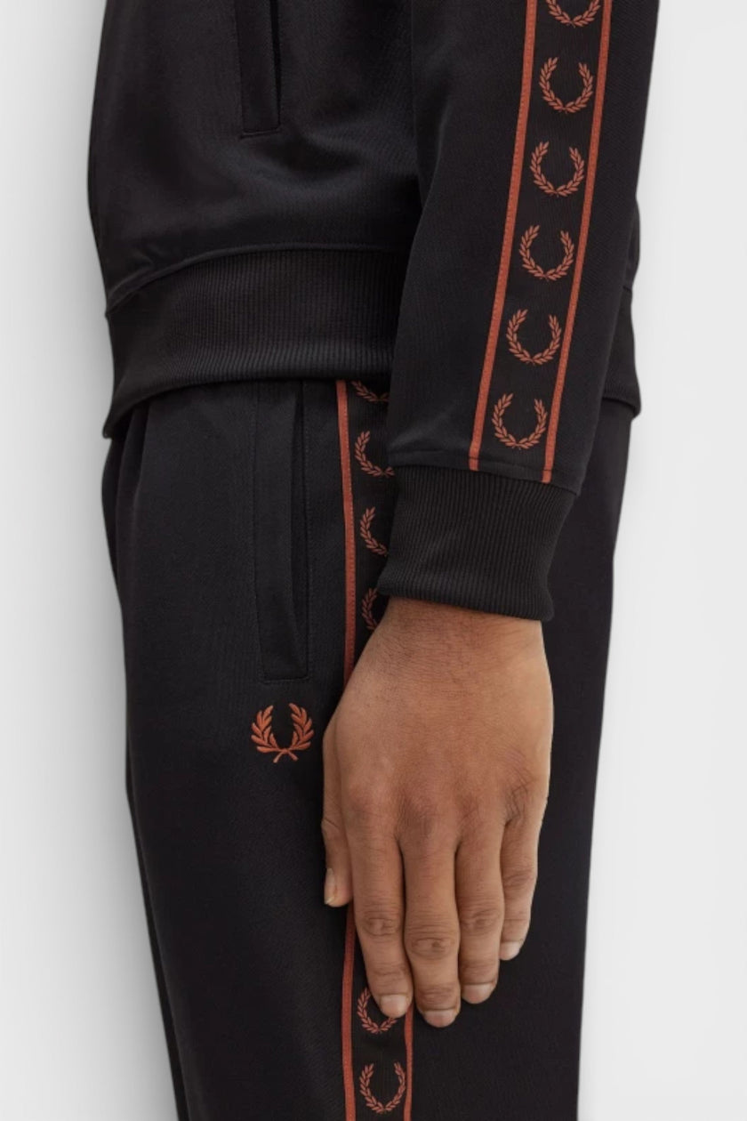 Fred Perry Contrast Taped Track Pants Black Brown