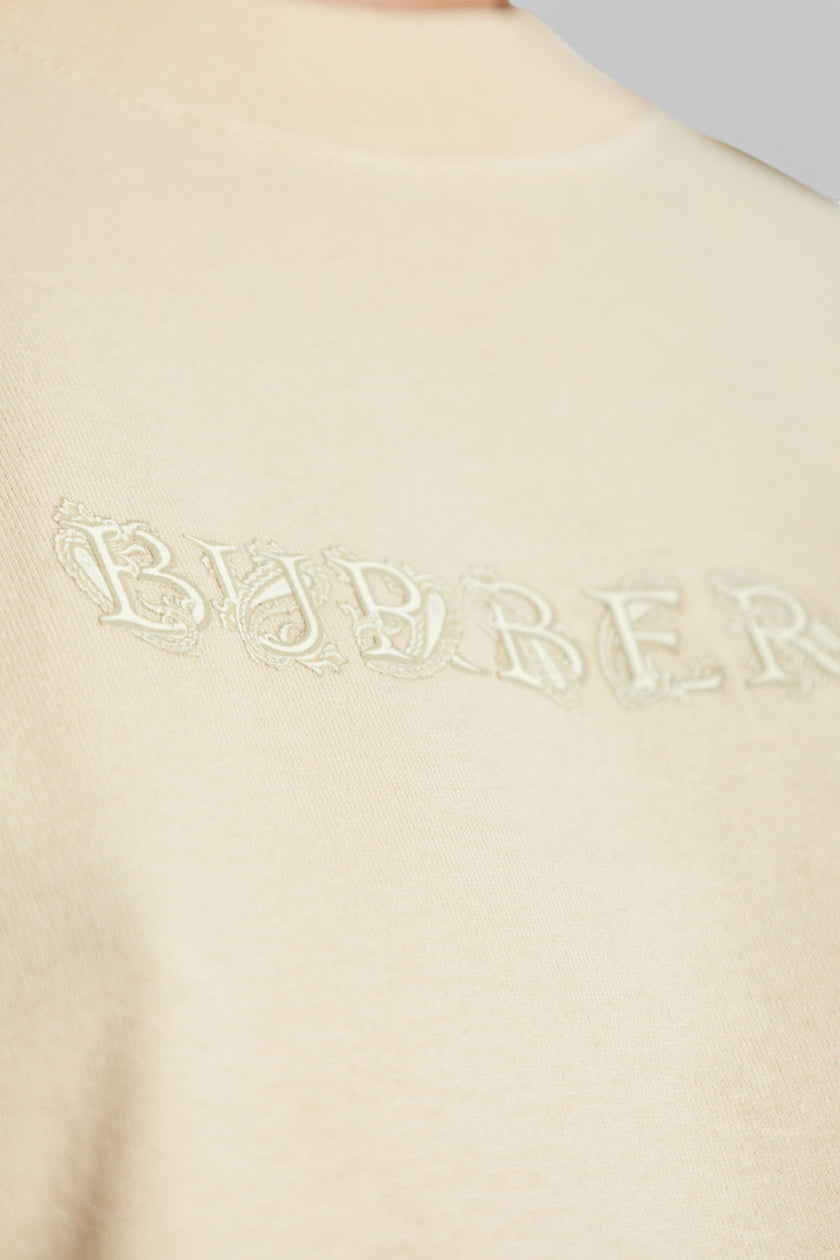 Paisley Print Logo T Shirt Candle Beige