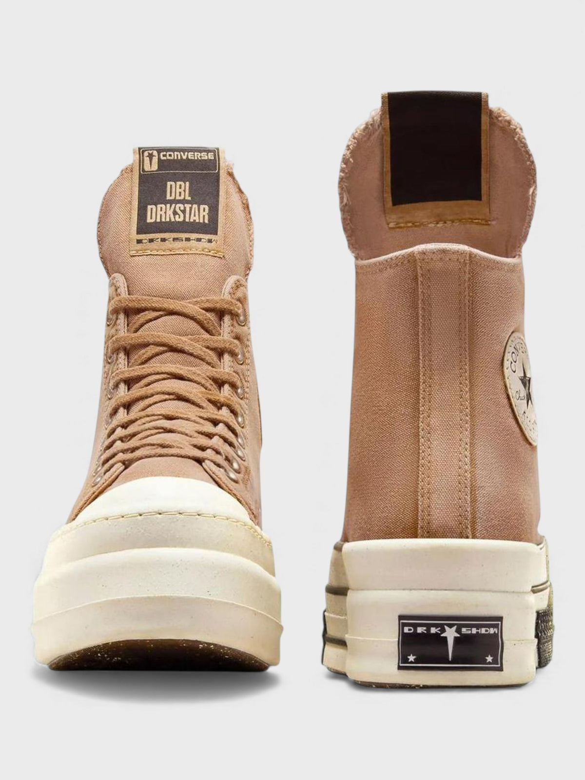 Rick Owens DRKSHDW DBL DRKSTAR Chuck 70 High Washed Canvas Brown