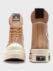 Rick Owens DRKSHDW DBL DRKSTAR Chuck 70 High Washed Canvas Brown