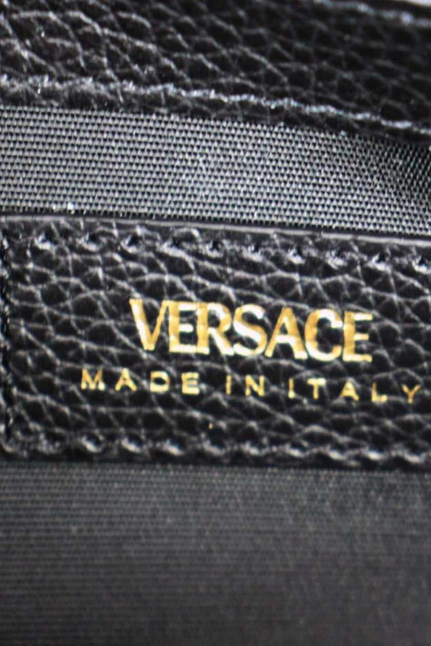 Versace Virtus Black Leather Long Wallet