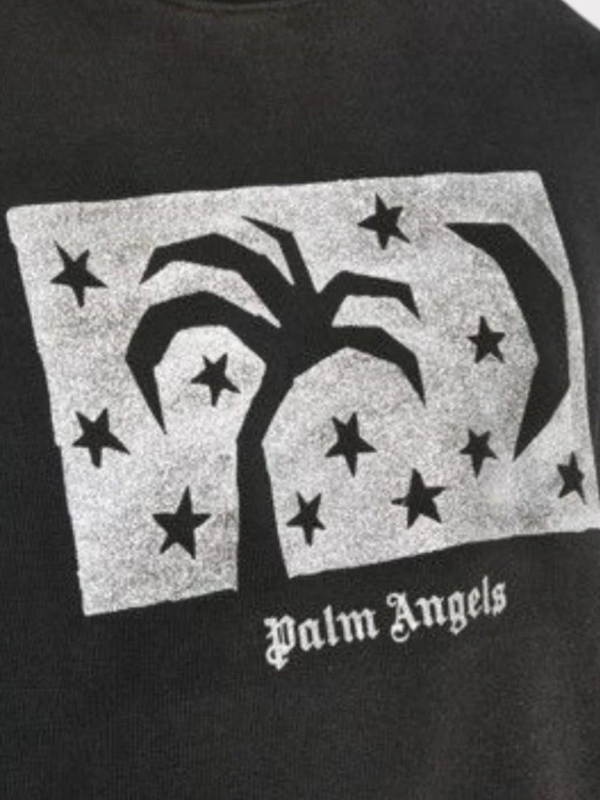 Palm Angels Glitered Nightsky Logo Crewneck Black