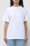 Mugler Logo Print Oversized Tee Warm White