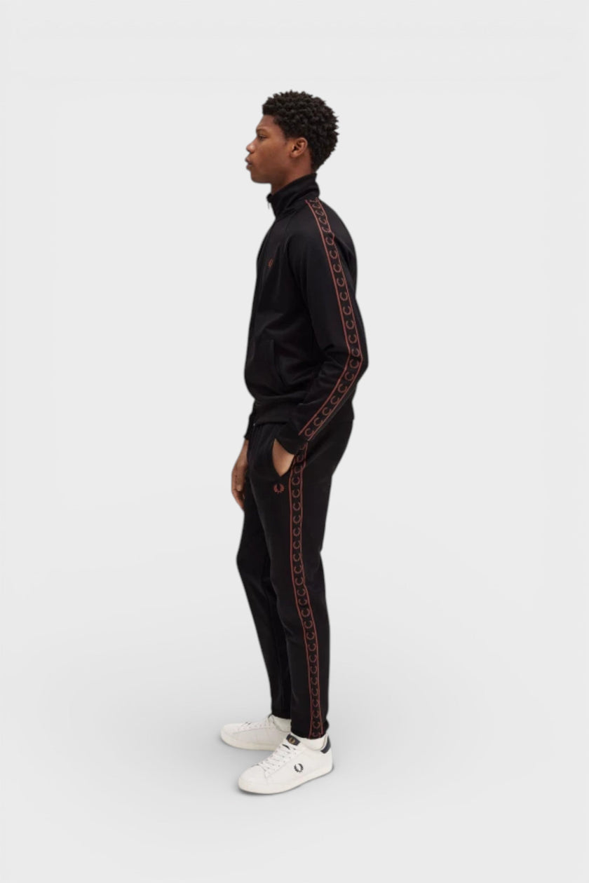 Fred Perry Contrast Taped Track Pants Black Brown