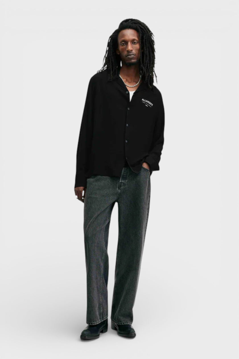 All Saints Underground Long Sleeve Relaxed Fit Shirt Black