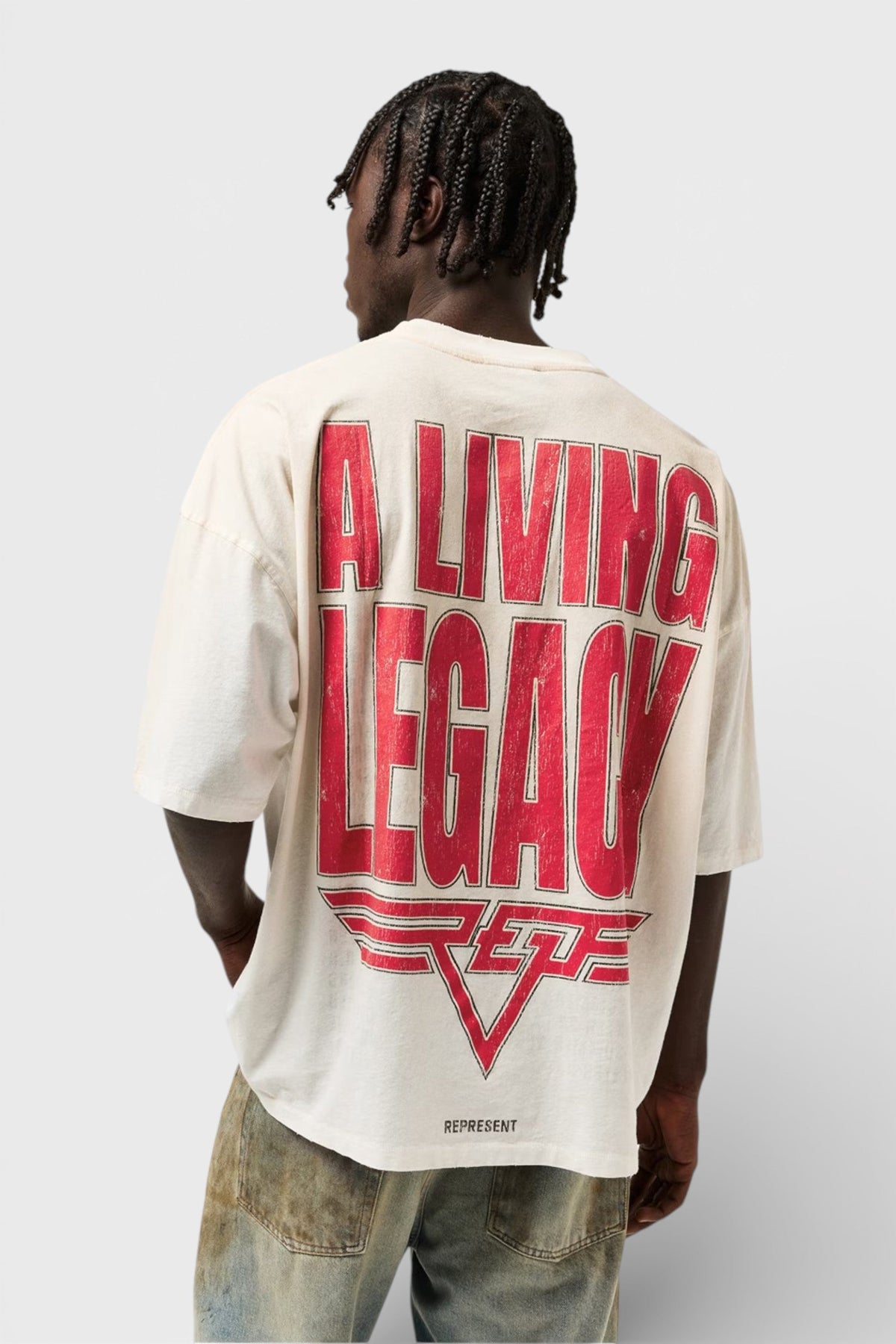 Represent Reversible Rep Living Legacy Oversized T-Shirt Washed Ecru