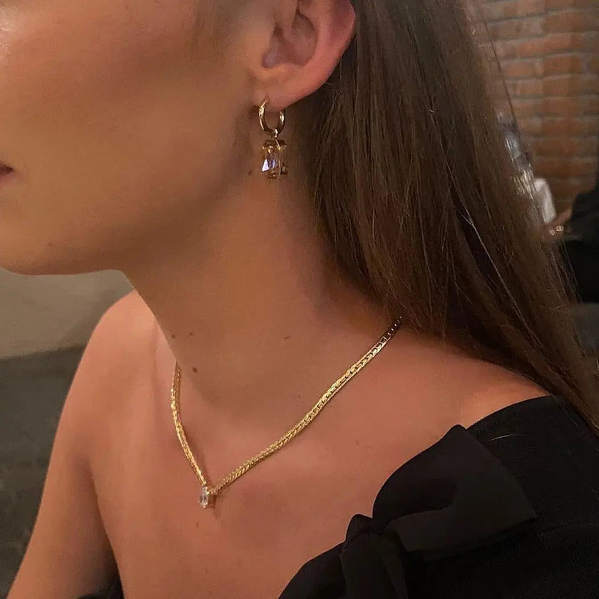 Orecchini Rani Luxe in ambra placcati in oro 18k