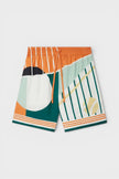 Drawstring Silk Shorts Court Abstrait