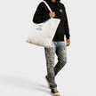 Logo-Print Cotton-Corduroy Tote Bag White