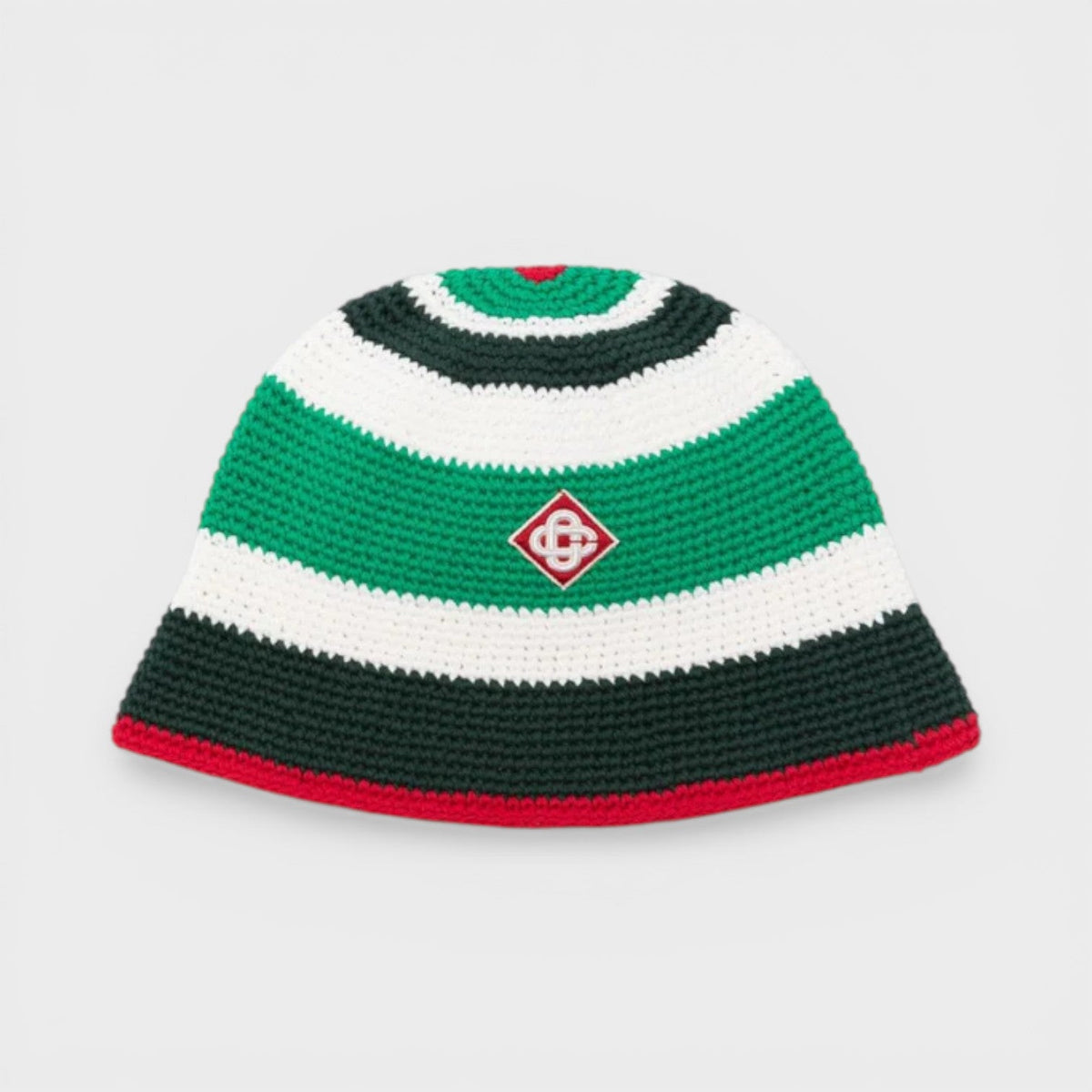 Cotton Crochet Hat Green White