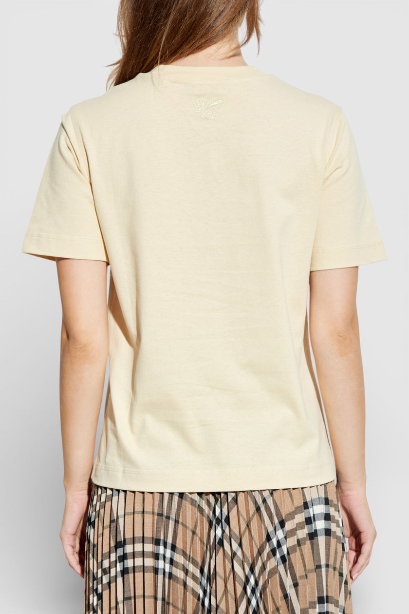 Paisley Print Logo T Shirt Candle Beige