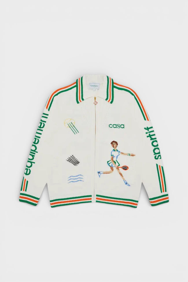 Le Jeu Intarsia Knit Jacket White
