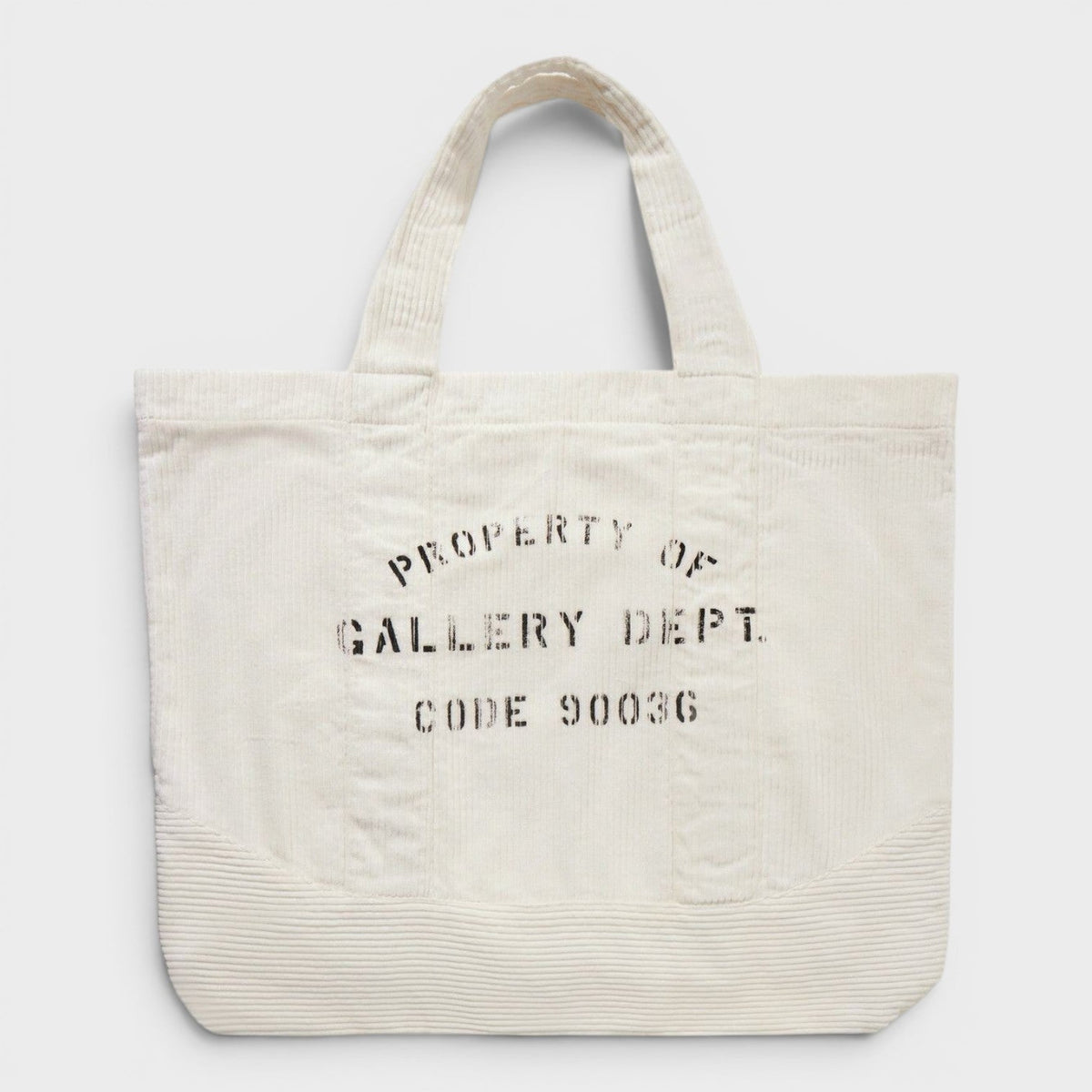 Logo-Print Cotton-Corduroy Tote Bag White