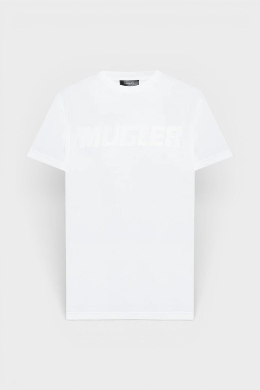 Mugler Logo Print Oversized Tee Warm White