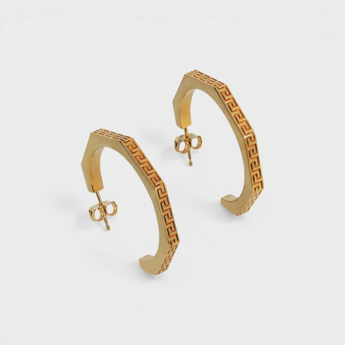 Hex Greca Earrings Gold