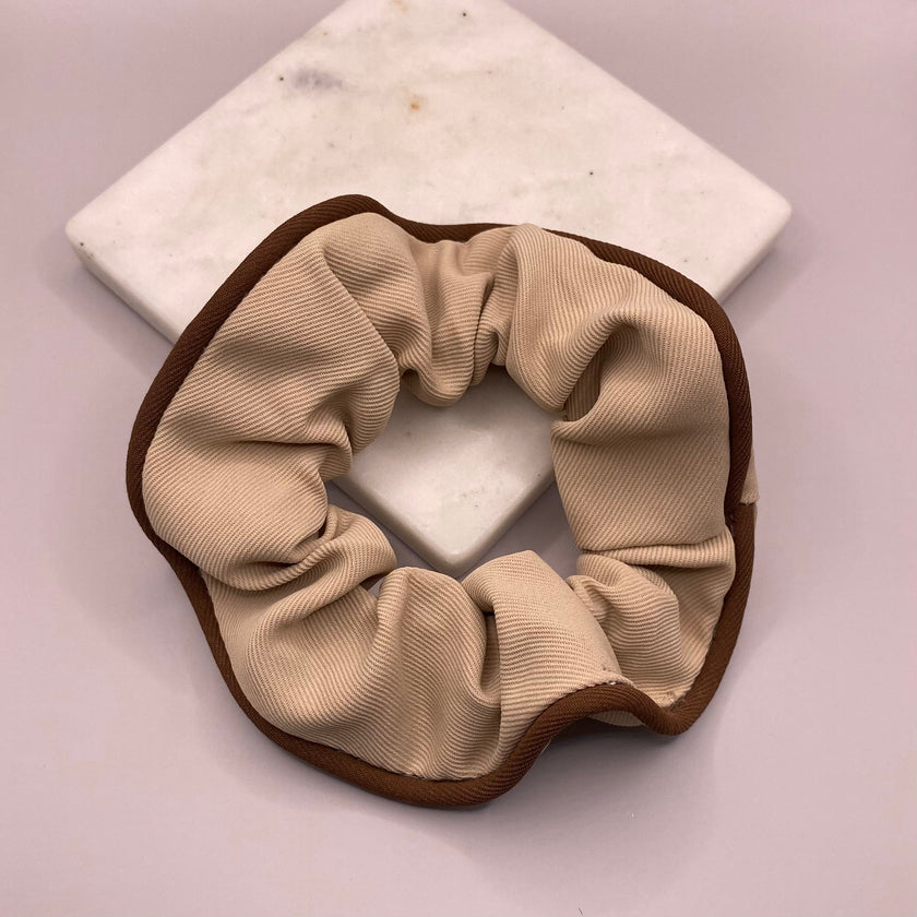 Brooklyn Beige And Brown Scrunchie