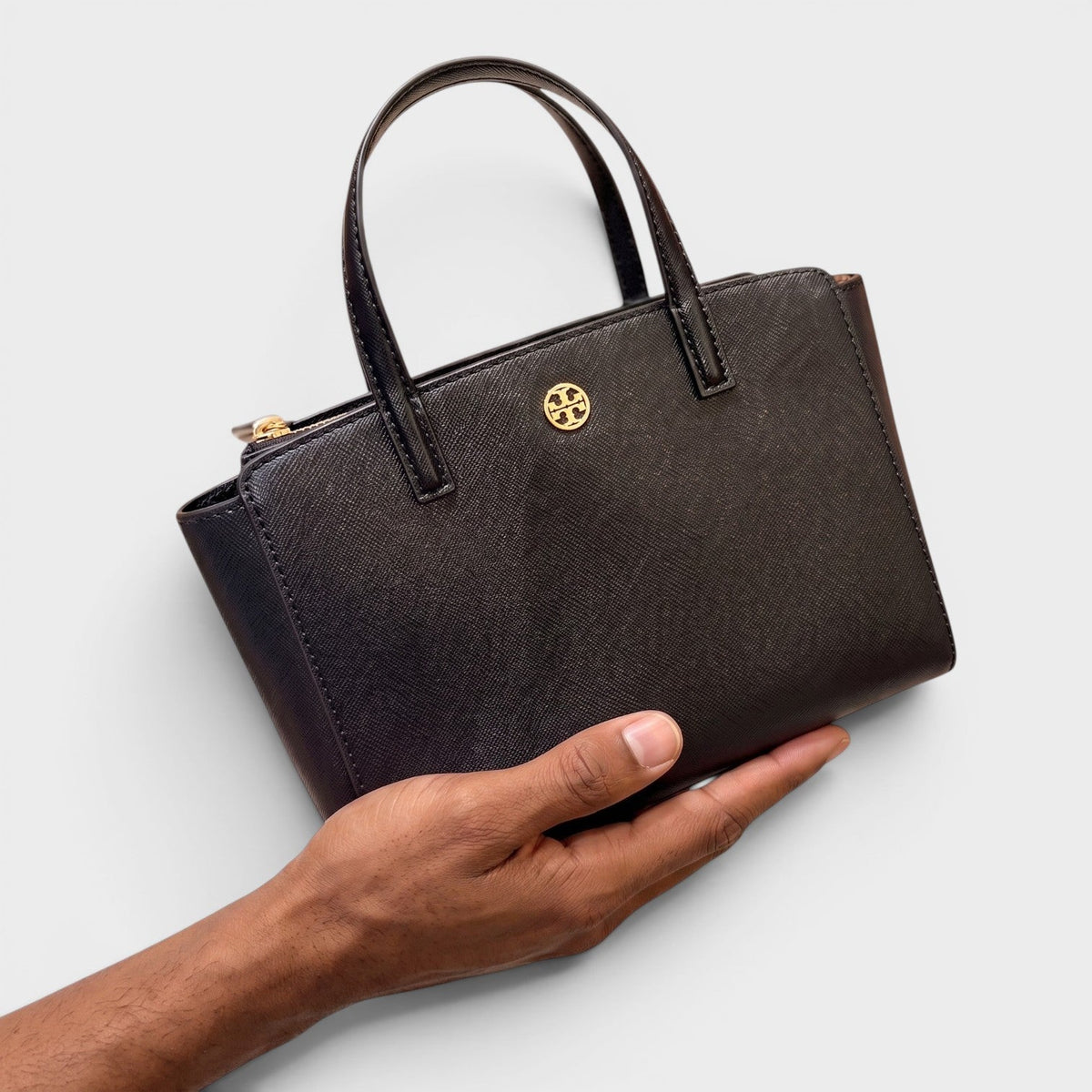 Mini Top Zip Tote Black
