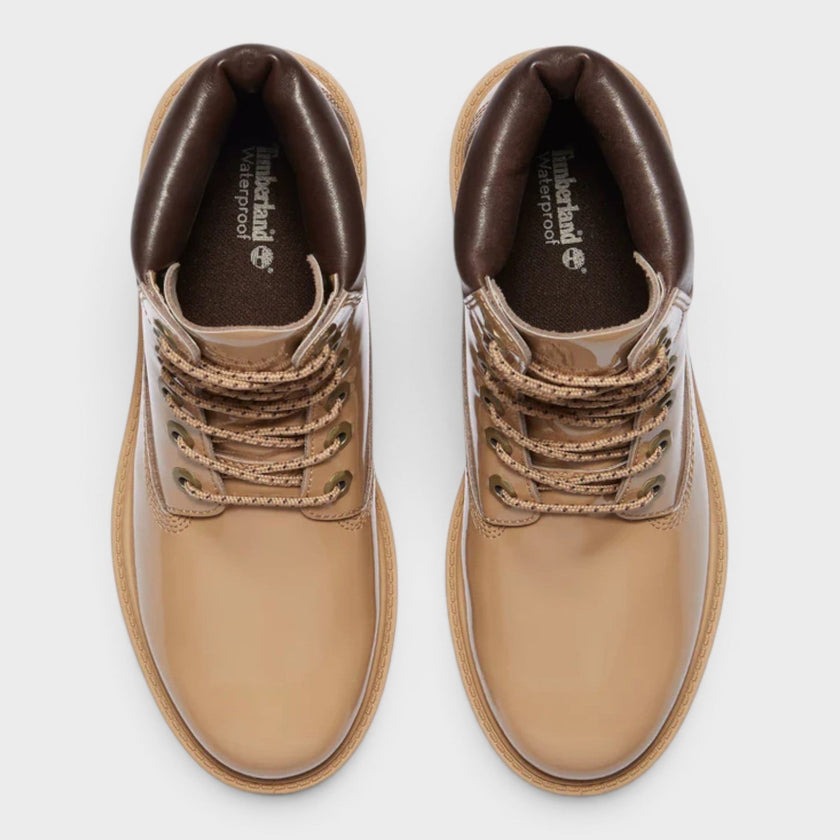 Premium 6 Inch Lace Waterproof Wheat Patent Leather