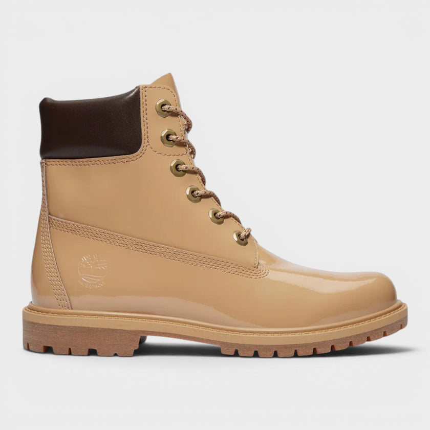 Premium 6 Inch Lace Waterproof Wheat Patent Leather