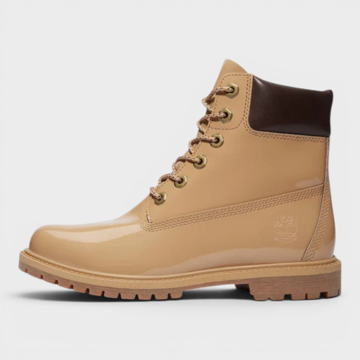 Premium 6 Inch Lace Waterproof Wheat Patent Leather