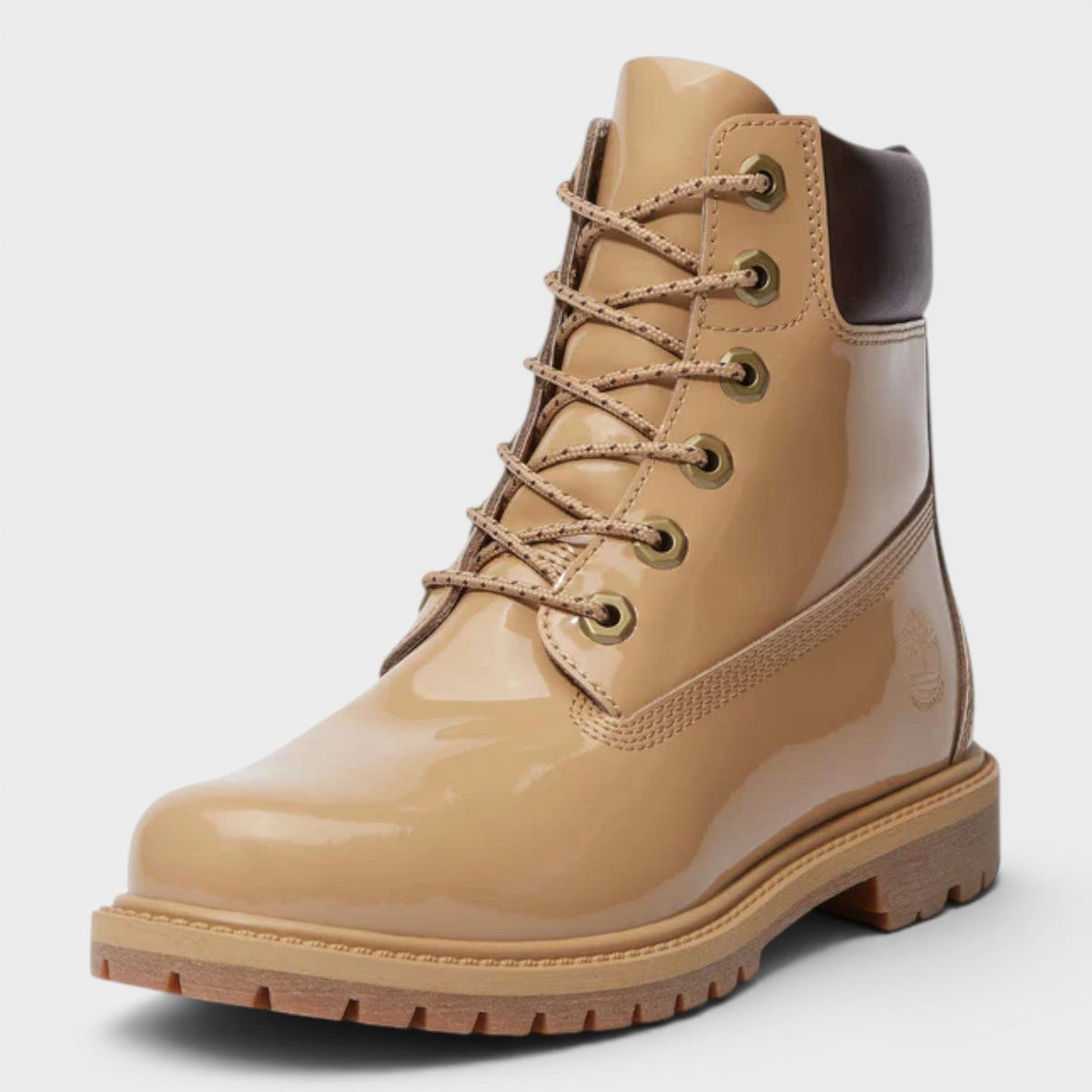 Premium 6 Inch Lace Waterproof Wheat Patent Leather