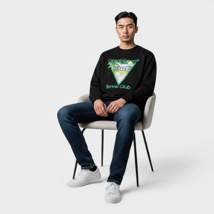 Tennis Club Icon Printed Sweatshirt Black