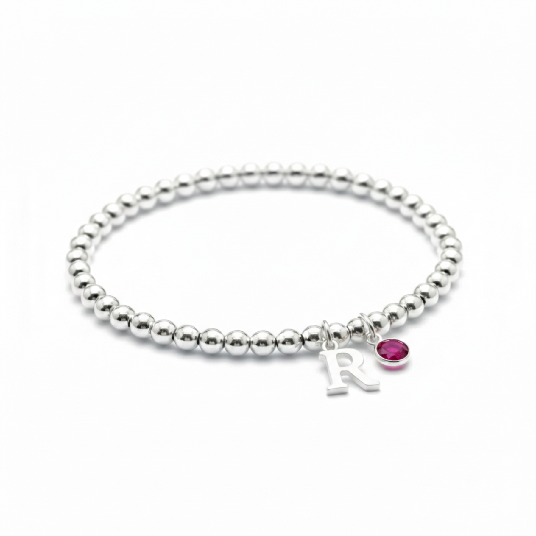 July Birthstone & Initial Letter Charm Bracelet