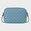 Jet Set Small Signature Logo Camera Crossbody Bag Denim Blue