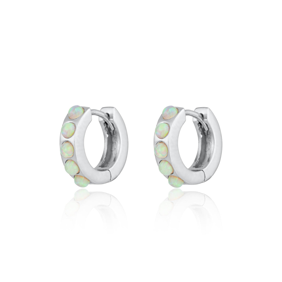 Lime Green Opal Huggie Earrings