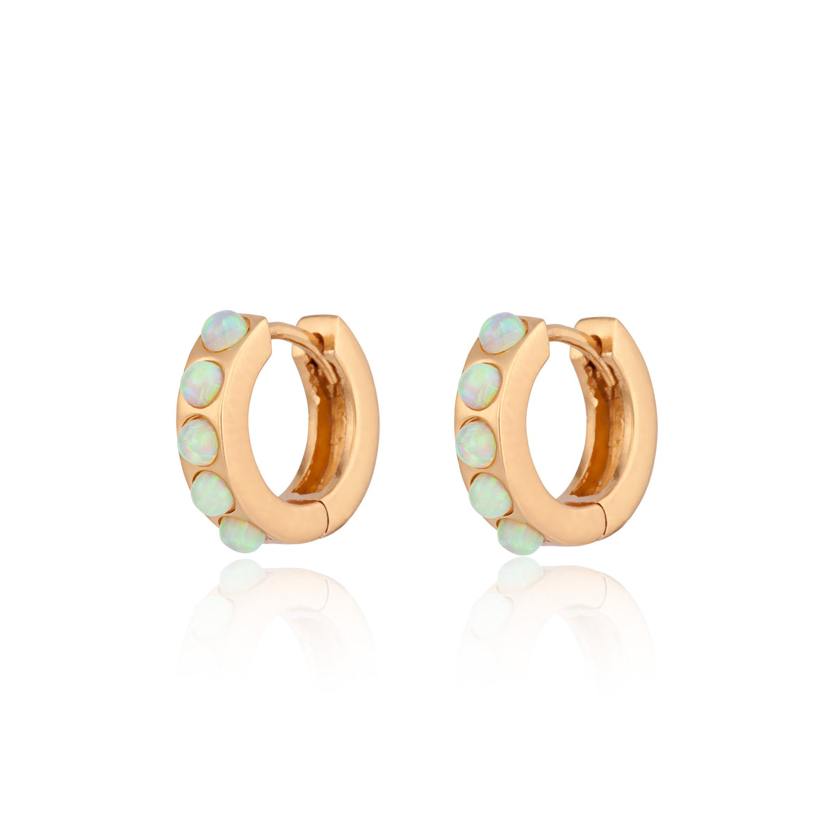 Lime Green Opal Huggie Earrings