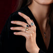 Elements Gold Semi-Precious Statement Ring with Diamond Shoulder