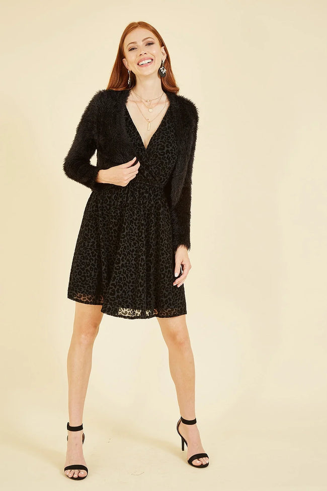 Yumi Black Eyelash Knit Bolero