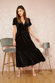 Yumi Black Velvet Midi Dress