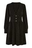 Yumi Black V Neck Empire Line Knitted Skater Dress