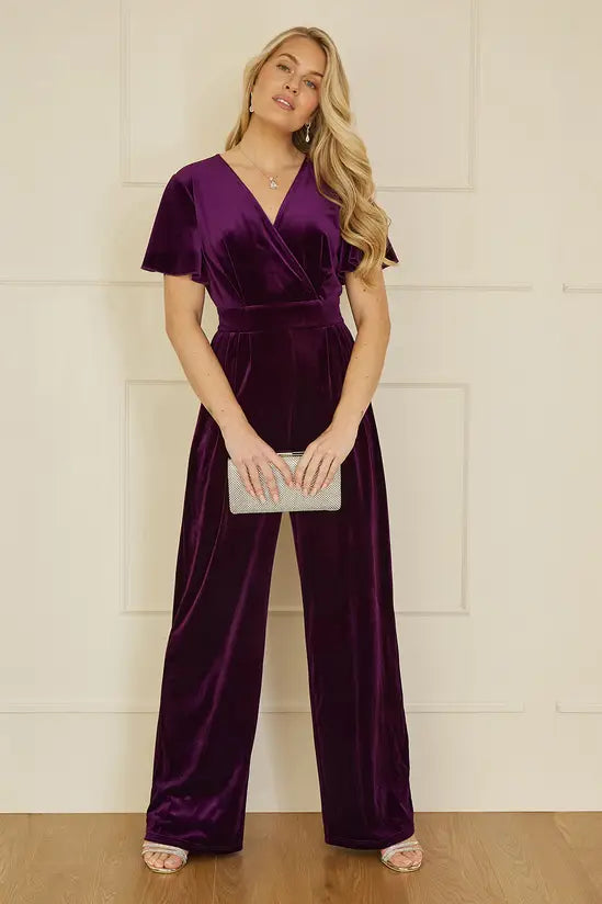 Yumi Purple Jumpsuit With Angel Sleeves