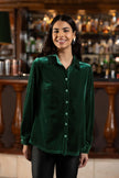 Yumi Green Velvet Relaxed Fit Shirt