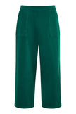 Yumi Green Cord Cropped Wide Leg Trousers With Pockets