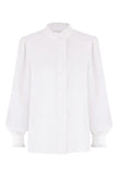 Yumi White Frill High Neck Shirt