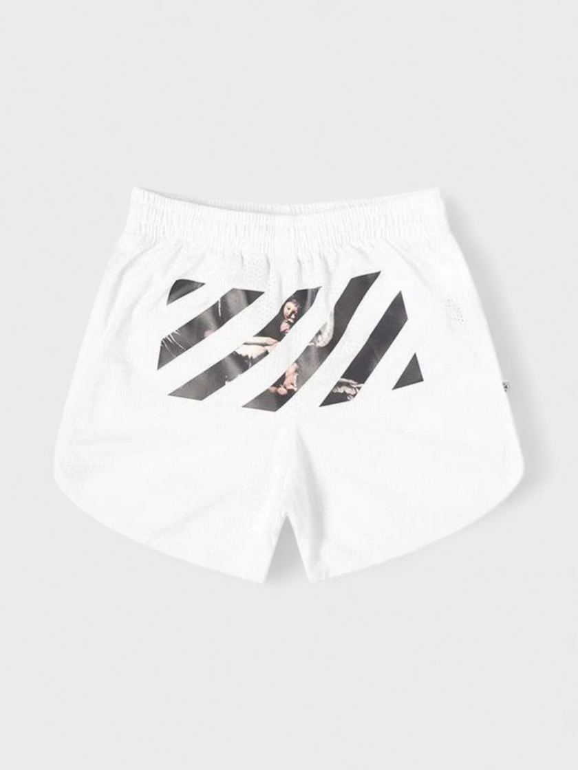 Caravaggio Diag Stripe Shorts White