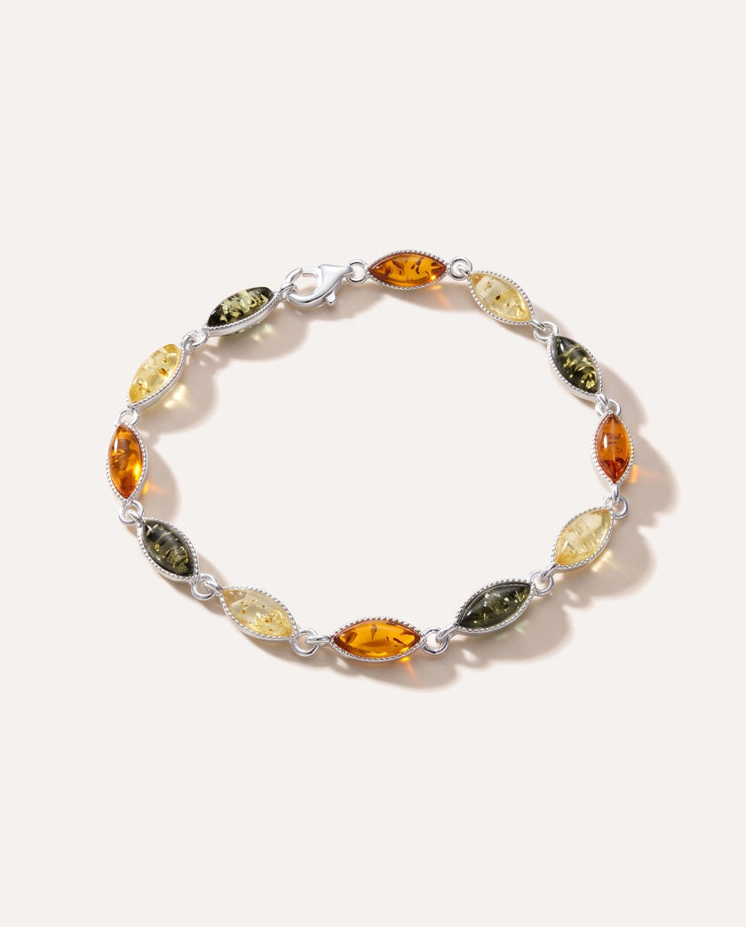 Bracciale in ambra multicolore taglio marquise