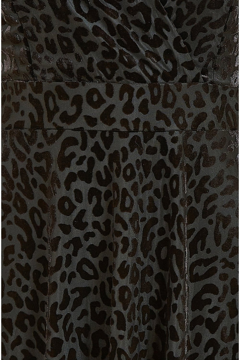 Mela Black Leopard Wrap Skater Dress