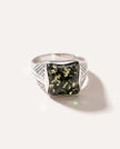 Anello solitario da uomo in ambra verde