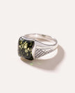 Anello solitario da uomo in ambra verde