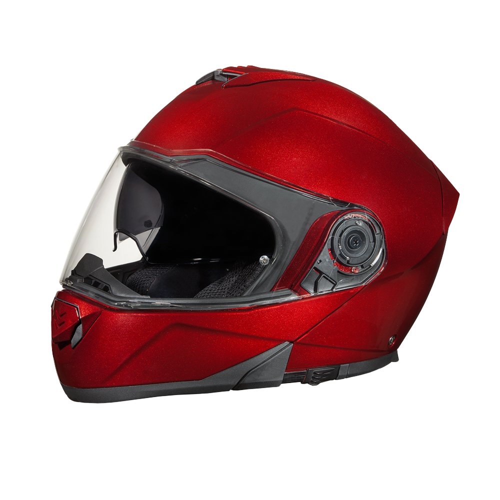 Daytona Glide Modular Motorcycle Helmet - DOT & ECE Approved, Bluetooth Ready, Dual Visor, Men/Women/Youth - Black Cherry