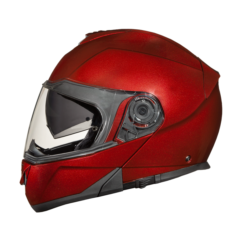 Daytona Glide Modular Motorcycle Helmet - DOT & ECE Approved, Bluetooth Ready, Dual Visor, Men/Women/Youth - Black Cherry