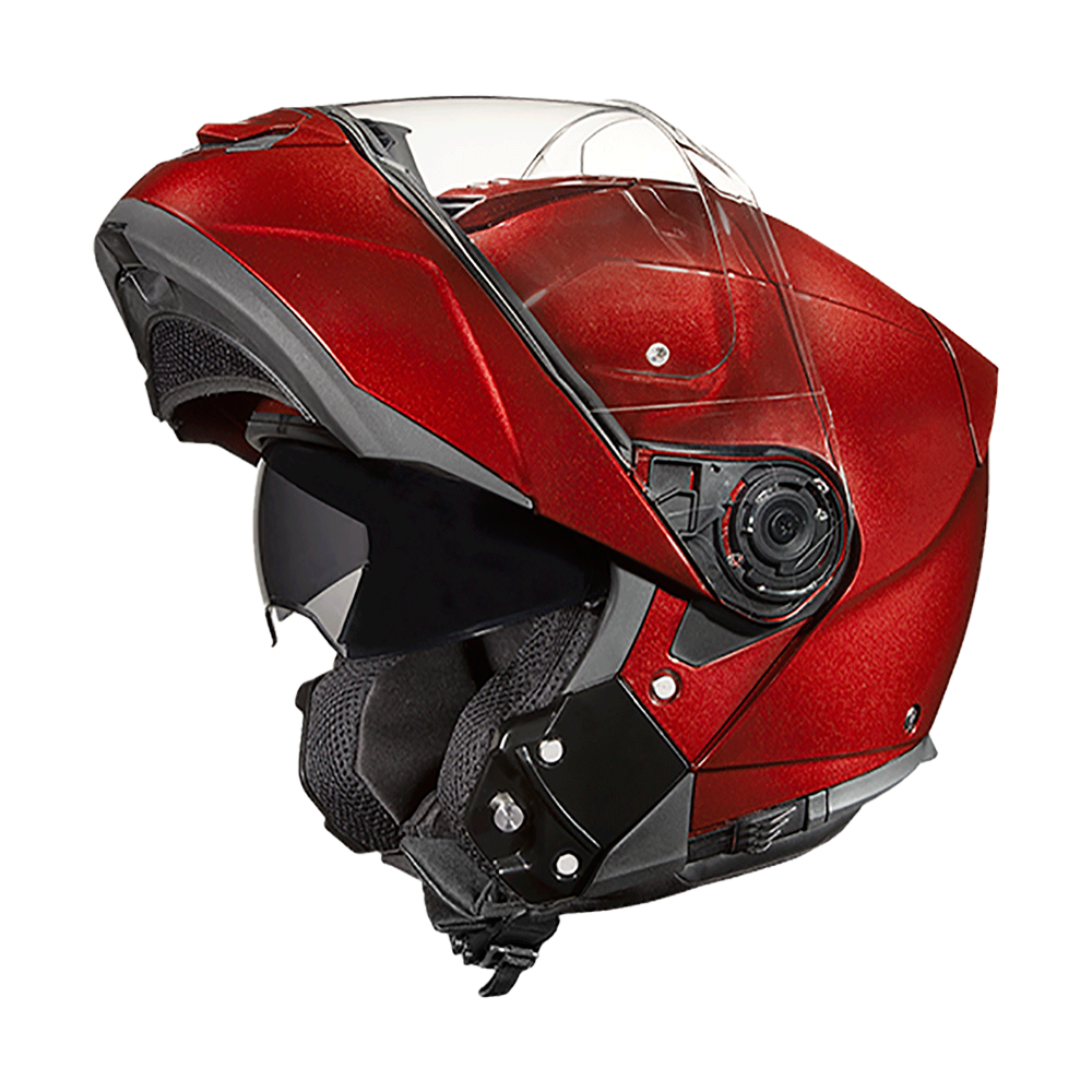 Daytona Glide Modular Motorcycle Helmet - DOT & ECE Approved, Bluetooth Ready, Dual Visor, Men/Women/Youth - Black Cherry