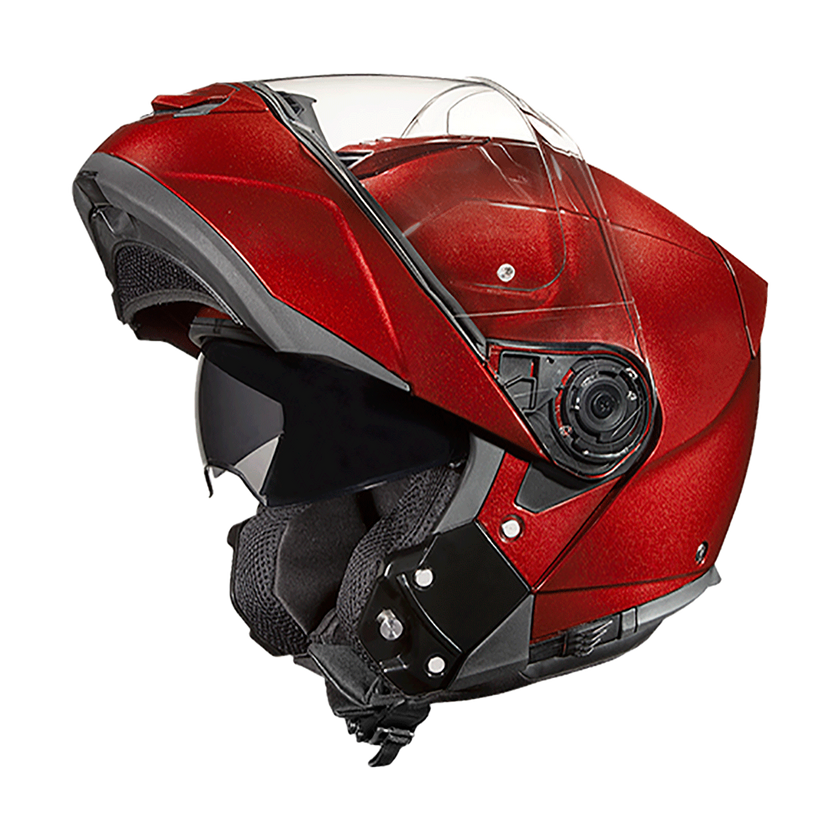 Daytona Glide Modular Motorcycle Helmet - DOT & ECE Approved, Bluetooth Ready, Dual Visor, Men/Women/Youth - Black Cherry