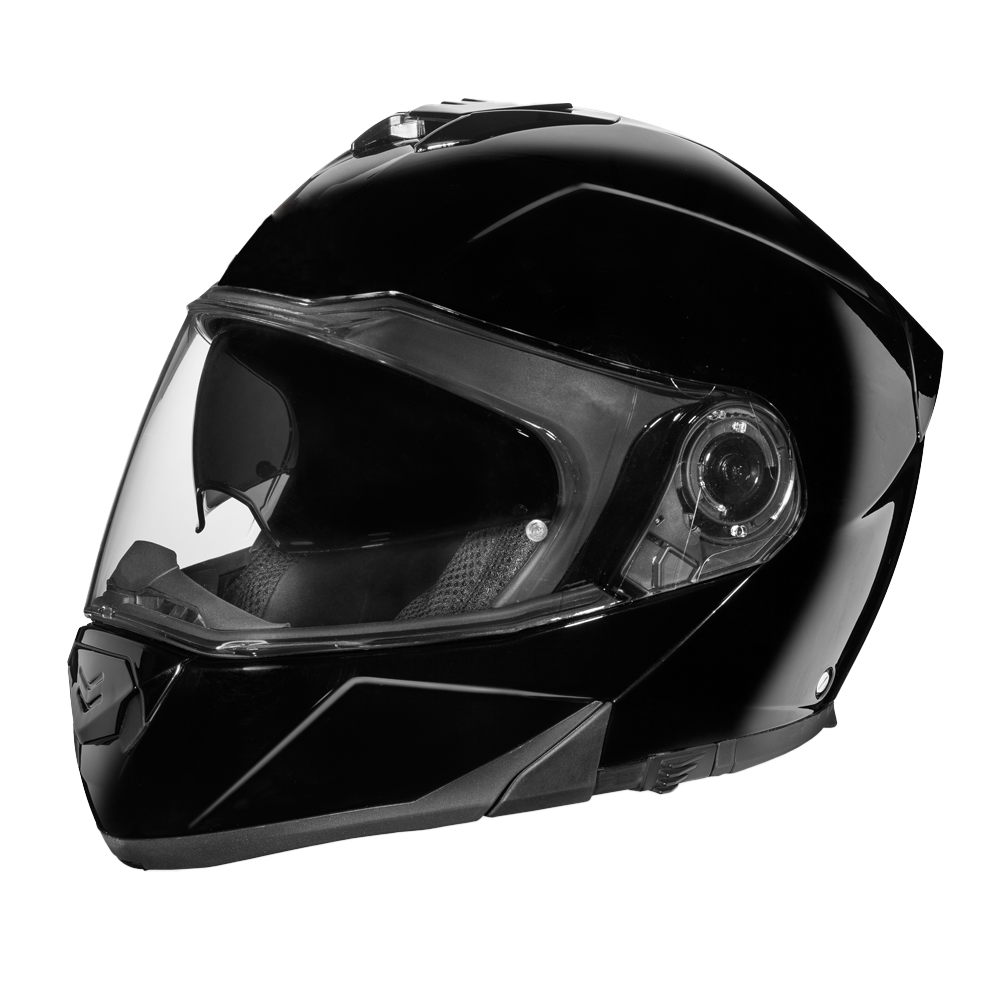 Daytona Glide Modular Motorcycle Helmet - DOT & ECE Approved, Bluetooth Ready, Dual Visor, Men/Women/Youth - Hi-Gloss Black