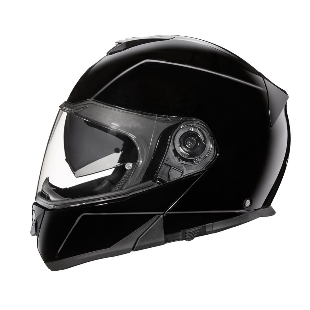 Daytona Glide Modular Motorcycle Helmet - DOT & ECE Approved, Bluetooth Ready, Dual Visor, Men/Women/Youth - Hi-Gloss Black