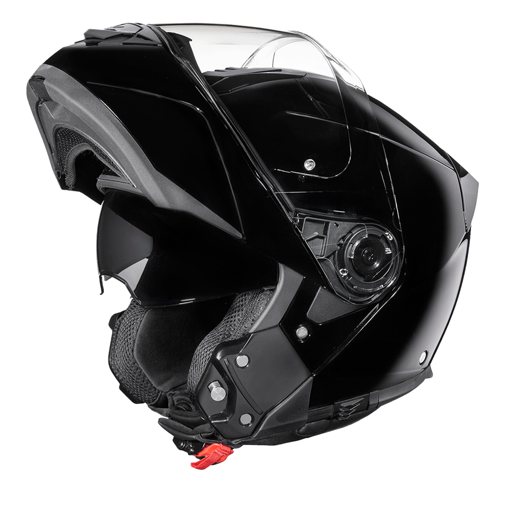Daytona Glide Modular Motorcycle Helmet - DOT & ECE Approved, Bluetooth Ready, Dual Visor, Men/Women/Youth - Hi-Gloss Black